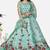 Graceful Sky blue Zari, Sequins and thread Embroidered net semi stitched lehenga