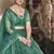 Appealing Light rama green thread and sequins embroidered net semi stitched lehenga