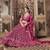 Engaging Maroon thread and sequins embroidered net semi stitched lehenga