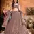Irresistible Dark-brown thread and sequins embroidered net semi stitched lehenga