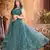 Enthralling Dark rama green thread and sequins embroidered net semi stitched lehenga