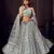 intriguing Light-grey sequins, zari and thread embroidered net semi stitched lehenga