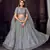 winning Grey sequins, zari and thread embroidered net semi stitched lehenga