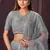winning Grey sequins, zari and thread embroidered net semi stitched lehenga