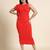 Red POLYESTER solid bodycon dress