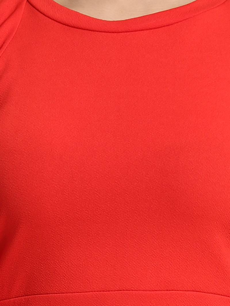 Red POLYESTER solid bodycon dress