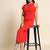 Red POLYESTER solid bodycon dress