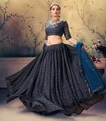 pleasant Blue Mukesh work georgette Semi Stitched Lehenga