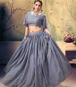 agreeable Grey Mukesh work georgette Semi Stitched Lehenga