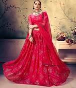 likable Red Mukesh work georgette Semi Stitched Lehenga
