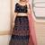 striking Navy-blue embroidered satin Semi Stitched Lehenga