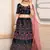striking Navy-blue embroidered satin semi stitched lehenga