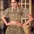 Dazzling Brown mirror net semi stitched lehenga