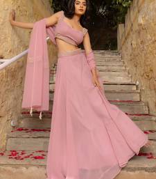 Seductive Pastel Pink Faux Georgette beautiful umbrella cut ethnic Lehenga Choli