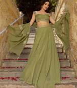 Dreamy Pastel Green festive charm and wedding-ready glam designed Lehenga Choli 