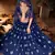 Entrancing Blue mirror net semi stitched lehenga