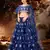 Entrancing Blue mirror net semi stitched lehenga