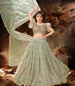 Spellbinding Green mirror net Semi Stitched Lehenga