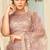 inviting Peach thread embroidery net semi stitched lehenga