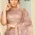 inviting Peach thread embroidery net semi stitched lehenga
