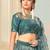 fascinating Green thread embroidery net semi stitched lehenga