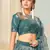 fascinating Green thread embroidery net semi stitched lehenga