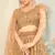 intriguing Beige thread embroidery net semi stitched lehenga
