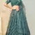 fascinating Green thread embroidery net semi stitched lehenga