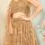 intriguing Beige thread embroidery net semi stitched lehenga