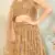 intriguing Beige thread embroidery net semi stitched lehenga