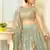 pleasing Light-grey thread embroidery net semi stitched lehenga