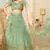 provocative Light-green thread embroidery net semi stitched lehenga