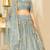 appetizing Light-blue thread embroidery net Semi Stitched Lehenga