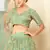 pleasant Light-green thread embroidery net semi stitched lehenga