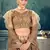 likable Brown thread embroidery net semi stitched lehenga