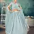 lovely Light-blue thread embroidery net semi stitched lehenga
