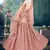 endearing Peach thread embroidery net semi stitched lehenga