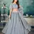 cute Light-grey thread embroidery net semi stitched lehenga
