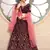 good-looking Wine embroidered satin semi stitched lehenga