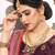 good-looking Wine embroidered satin Semi Stitched Lehenga