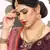 good-looking Wine embroidered satin semi stitched lehenga