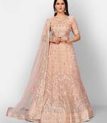 Mesmerizing Peach Thread embroidered Organza Lattest Designer Lehenga choli