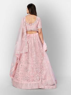 Marvelous Baby pink Thread Embroidered with Foil Mirror Soft Organza Ethnic Lehenga choli 4