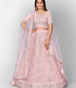 Marvelous Baby pink Thread Embroidered with Foil Mirror Soft Organza Ethnic Lehenga choli