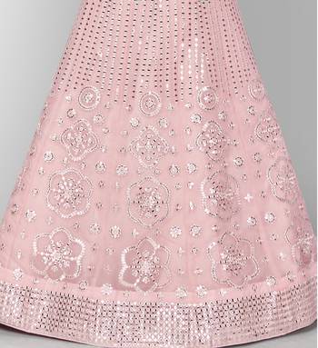 Marvelous Baby pink Thread Embroidered with Foil Mirror Soft Organza Ethnic Lehenga choli 5