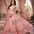 heavenly Light-peach thread embroidery net Semi Stitched Lehenga