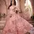 heavenly Light-peach thread embroidery net semi stitched lehenga
