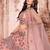 heavenly Light-peach thread embroidery net Semi Stitched Lehenga
