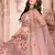 heavenly Light-peach thread embroidery net semi stitched lehenga