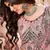 adorbs Dark-peach thread embroidery net semi stitched lehenga